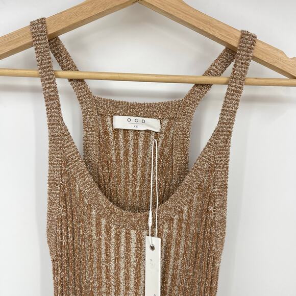 One Grey Day | NWT Dani Tank Dress in Falafel Tan Ribbed Knit Midi XS - Picture 4 of 11
